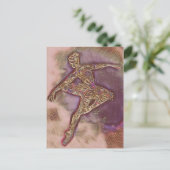 Abstracte dansroze en Gold Ballerina-kaart Briefkaart (Staand voorkant)