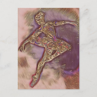 Abstracte dansroze en Gold Ballerina-kaart Briefkaart