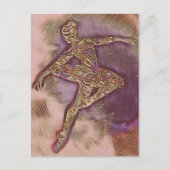 Abstracte dansroze en Gold Ballerina-kaart Briefkaart (Voorkant)