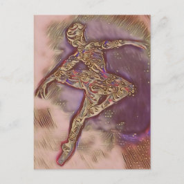 Abstracte dansroze en Gold Ballerina-kaart Briefkaart