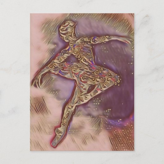 Abstracte dansroze en Gold Ballerina-kaart Briefkaart (Voorkant)