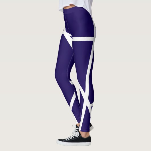 Abstracte Dark Blue White Minimalism Leggings (Links)