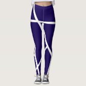 Abstracte Dark Blue White Minimalism Leggings (Voorkant)