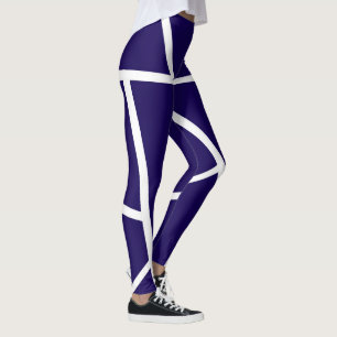 Abstracte Dark Blue White Minimalism Leggings