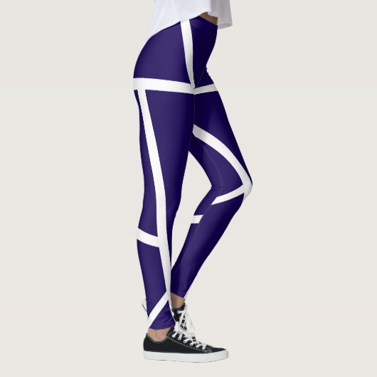 Abstracte Dark Blue White Minimalism Leggings (Rechts)