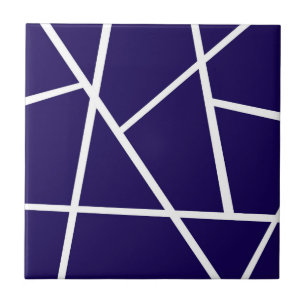 Abstracte Dark Blue White Minimalism Tegeltje