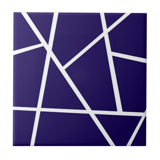 Abstracte Dark Blue White Minimalism Tegeltje (Voorkant)