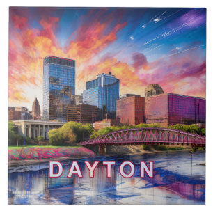Abstracte Dayton Skyline Art Modern City Tegeltje