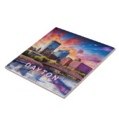 Abstracte Dayton Skyline Art Modern City Tegeltje (Zijkant)