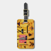 Abstracte decisieve roze geometrische vormen van K Bagagelabel (Voorkant verticaal)