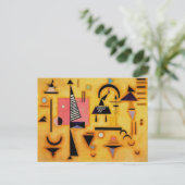 Abstracte decisieve roze geometrische vormen van K Briefkaart (Staand voorkant)