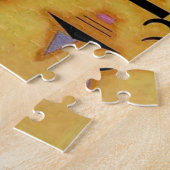 Abstracte decisieve roze geometrische vormen van K Legpuzzel (Zijkant)