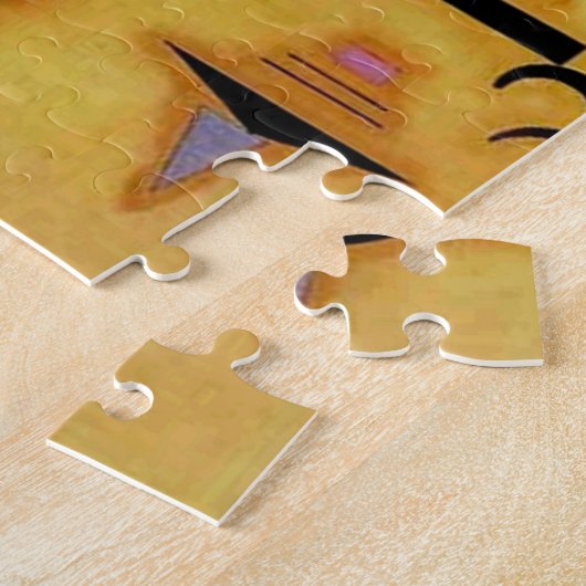 Abstracte decisieve roze geometrische vormen van K Legpuzzel (Zijkant)