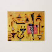 Abstracte decisieve roze geometrische vormen van K Legpuzzel (Horizontaal)