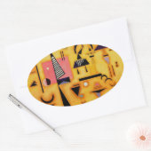 Abstracte decisieve roze geometrische vormen van K Ovale Sticker (Envelop)