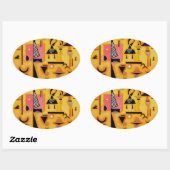 Abstracte decisieve roze geometrische vormen van K Ovale Sticker (Vel)