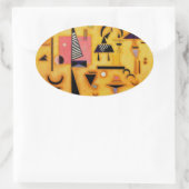 Abstracte decisieve roze geometrische vormen van K Ovale Sticker (Tas)