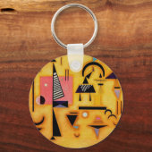 Abstracte decisieve roze geometrische vormen van K Sleutelhanger (Voorkant)