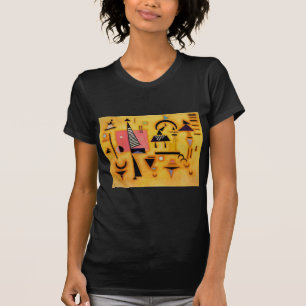 Abstracte decisieve roze geometrische vormen van K T-shirt