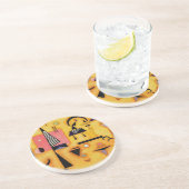 Abstracte decisieve roze geometrische vormen van K Zandsteen Onderzetter (Zijkant)