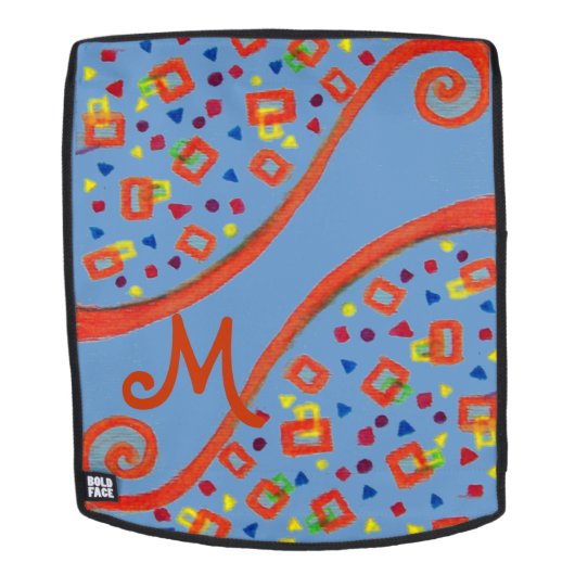 ABSTRACTE DECO MONOGRAM Oranje Blauwe Zwemelen Rugtassen (Verwijderbaar gezicht)