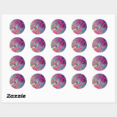 ABSTRACTE DECO MONOGRAM Roze Fuchsia Blue Swirls Ronde Sticker (Vel)
