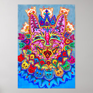 Abstracte decoratieve kat, Louis Wain Poster