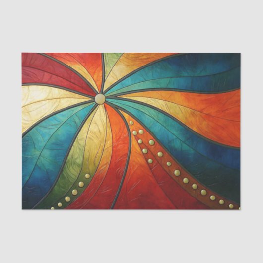 Abstracte decoupage met stralingsspiraal tissuepapier (Voorkant)