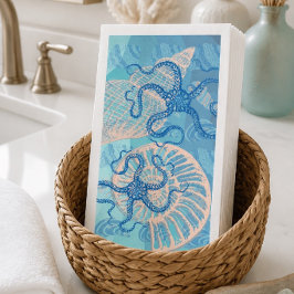 Abstracte Deep Blue Sea papieren gastendoekjes Servet