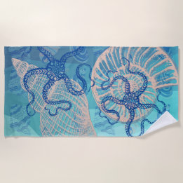 Abstracte Deep Blue Zee Print Beach Towel Strandlaken