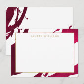 Abstracte Deep Ruby Red Brushstrokes Flat Notecard Notitiekaartje (Voorkant / Achterkant)
