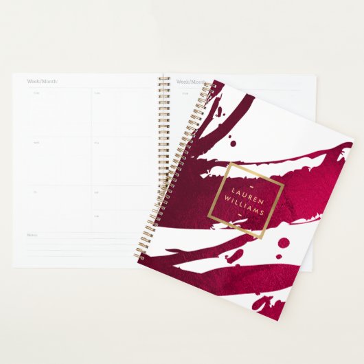Abstracte Deep Ruby Rode penseelstreken Afspraak Planner (Display)
