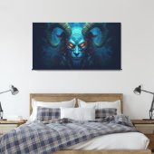 Abstracte demon met horens canvas afdruk (Insitu (Slaapkamer))