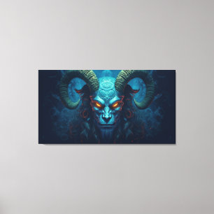 Abstracte demon met horens canvas afdruk