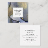 Abstracte Denim Blue & Gold Alcohol Ink Liquid Art Vierkante Visitekaartje (Voorkant / Achterkant)