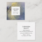 Abstracte Denim Blue & Gold Alcohol Ink Liquid Art Vierkante Visitekaartje (Voorkant / Achterkant)