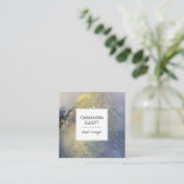 Abstracte Denim Blue & Gold Alcohol Ink Liquid Art Vierkante Visitekaartje (Staand voorkant)