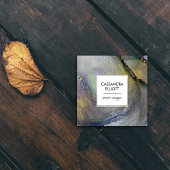 Abstracte Denim Blue & Gold Alcohol Ink Liquid Art Vierkante Visitekaartje