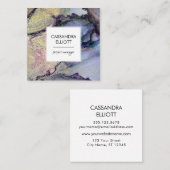 Abstracte Denim Blue & Gold Alcohol Ink Liquid Art Vierkante Visitekaartje (Voorkant / Achterkant)