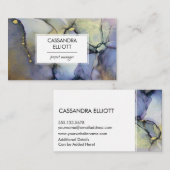 Abstracte Denim Blue & Gold Alcohol Ink Liquid Art Visitekaartje (Voorkant / Achterkant)