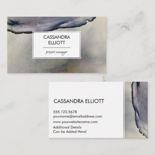 Abstracte Denim Blue & Gold Alcohol Ink Liquid Art Visitekaartje (Voorkant / Achterkant)