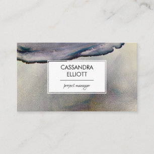 Abstracte Denim Blue & Gold Alcohol Ink Liquid Art Visitekaartje