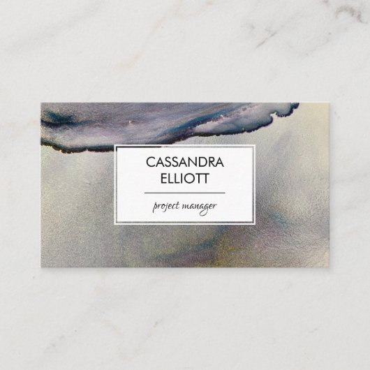 Abstracte Denim Blue & Gold Alcohol Ink Liquid Art Visitekaartje (Voorkant)