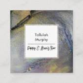 Abstracte Denim Blue & Gold Liquid Art Mam Kaart Contactkaartje (Voorkant)