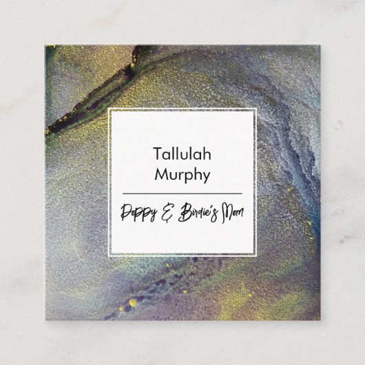 Abstracte Denim Blue & Gold Liquid Art Mam Kaart Contactkaartje (Voorkant)