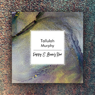 Abstracte Denim Blue & Gold Liquid Art Mam Kaart Contactkaartje