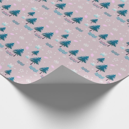 Abstracte dennenbomen met sneeuwsterren Moderne ke Cadeaupapier (Hoek)