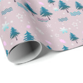 Abstracte dennenbomen met sneeuwsterren Moderne ke Cadeaupapier (Rol Hoek)