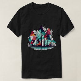 Abstracte dennenbomen t-shirt