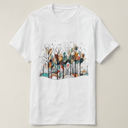 Abstracte dennenbomen t-shirt (Design voorkant)